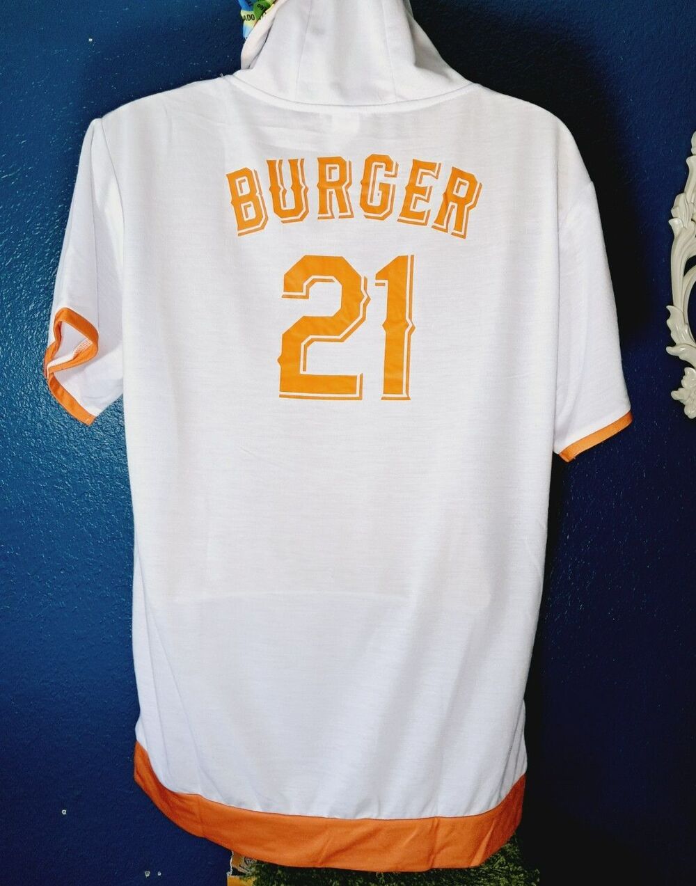 Texas Rangers Jake Burger Whataburger Jersey Hoodie T-Shirt L Promo
